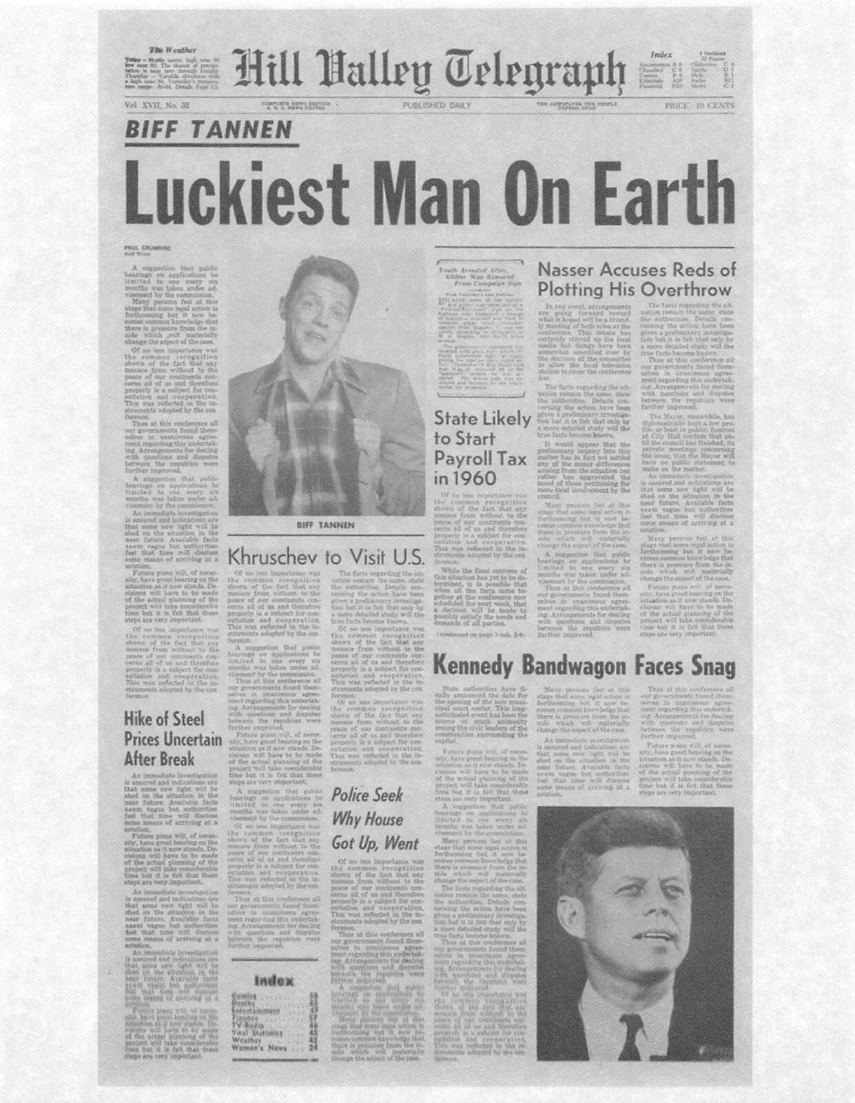 1985 Back To The Future Hill Valley Telegraph Luckiest Man On Earth Replica