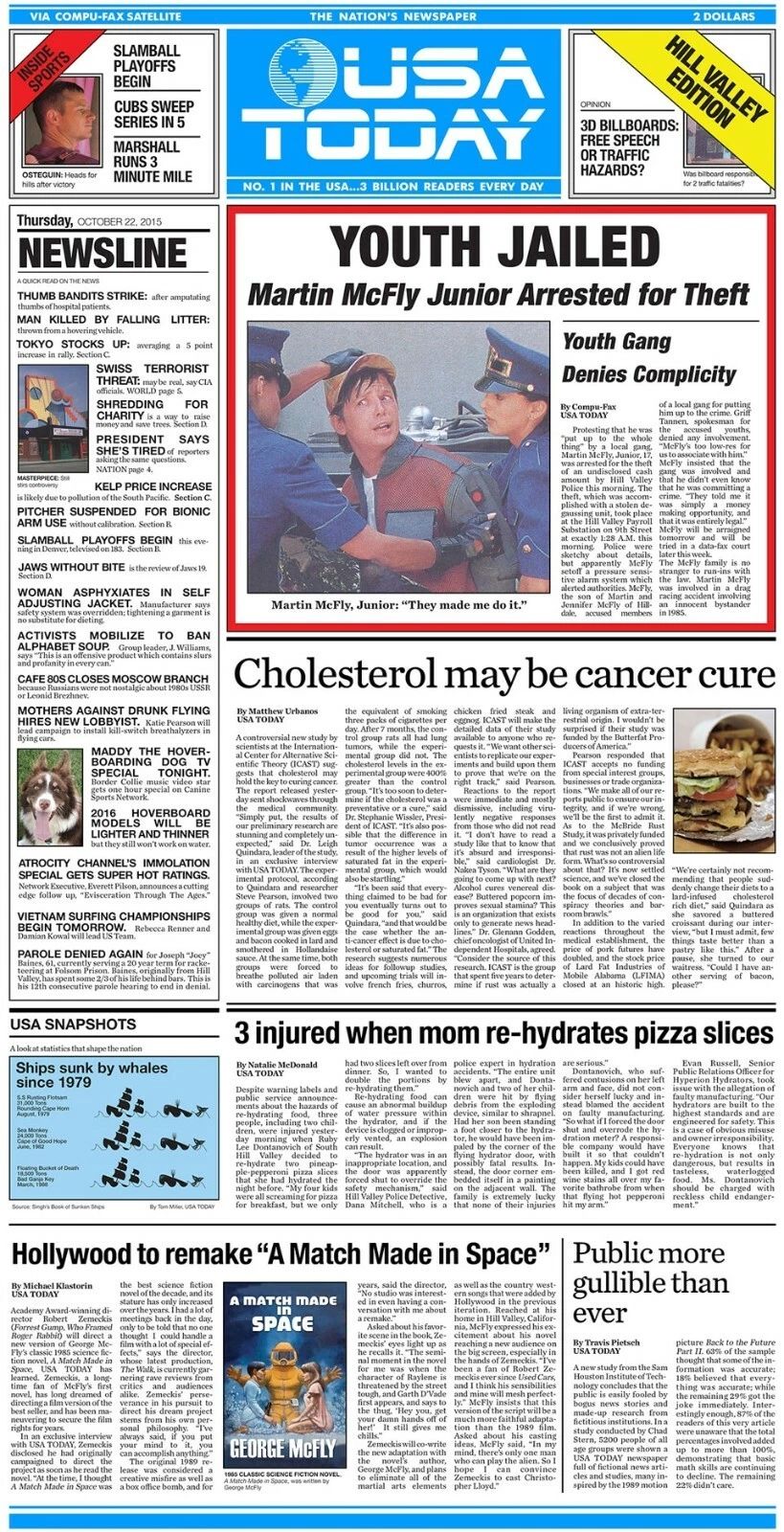 1985 Back To The Future Usa Todayprint Youth Jailed Marty Mcfly 300 PCS Jigsaw