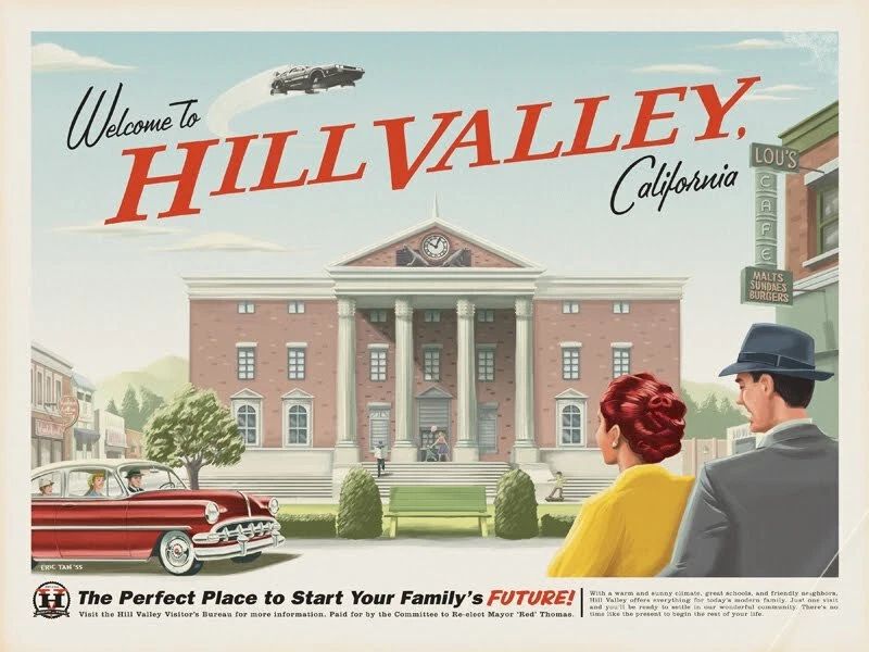 1985 Back To The Future Welcome To Hill Valley Mini Poster Print Marty Mcfly