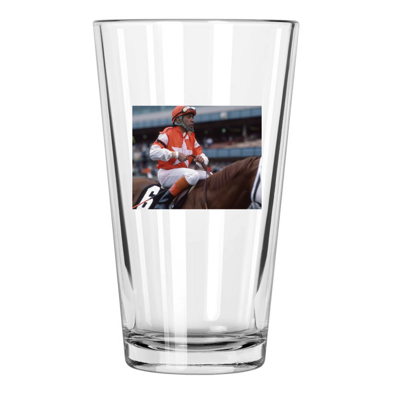 1985 Jockey Angel Cordero Jr Photo Horse Racing Hof 88 Pint Beer Drinking Glass