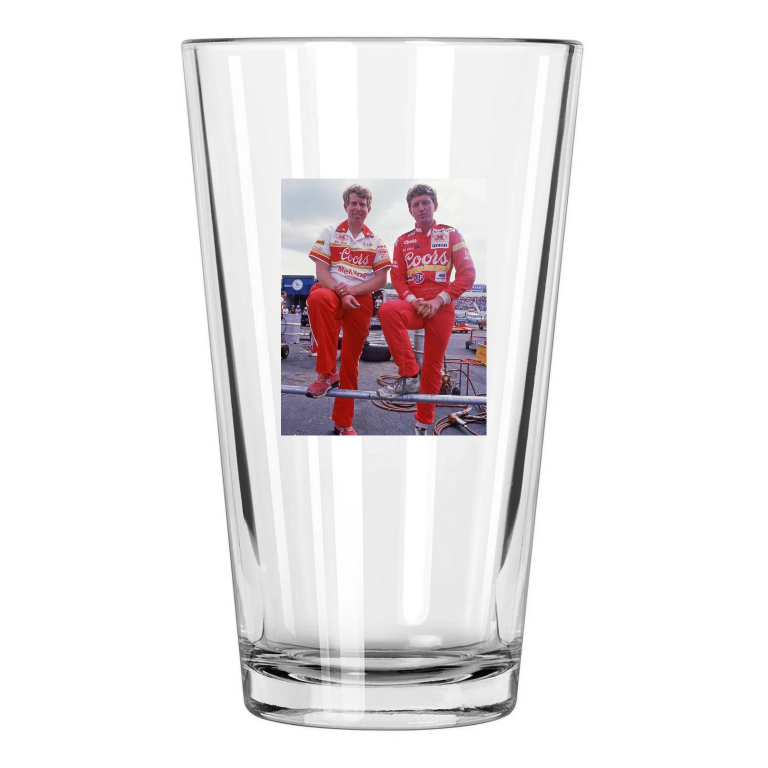 1985 Nascar Driver Bill And Ernie Elliott Martinsville Pint Beer Drinking Glass