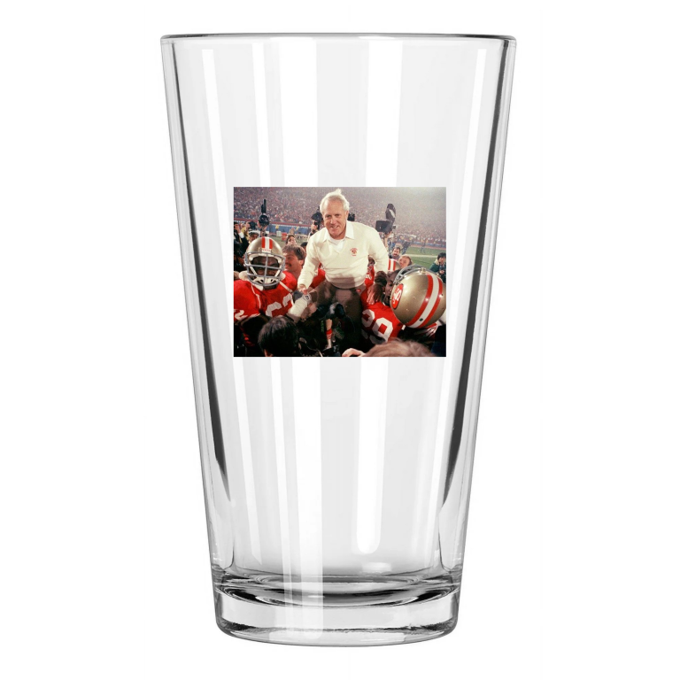 1985 San Francisco 49Ers Bill Walsh Super Bowl Xix Pint Beer Drinking Glass