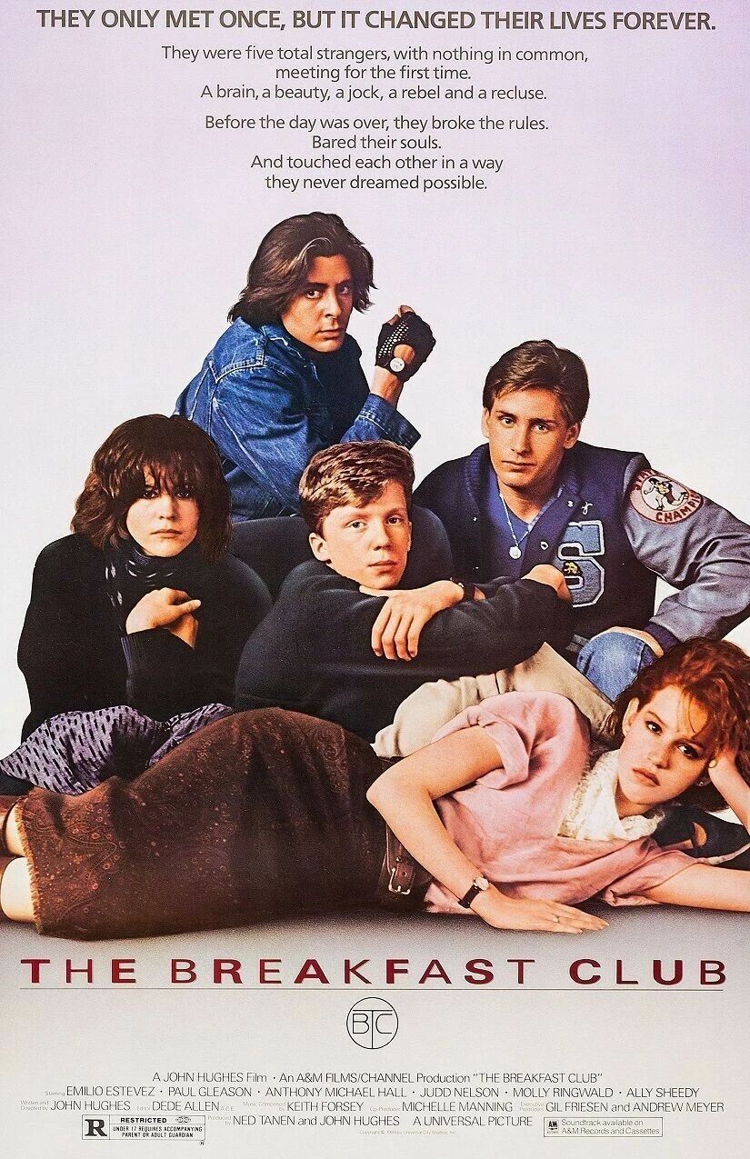 1985 The Breakfast Club Movie Poster Print Andrew Claire John Brian Allison