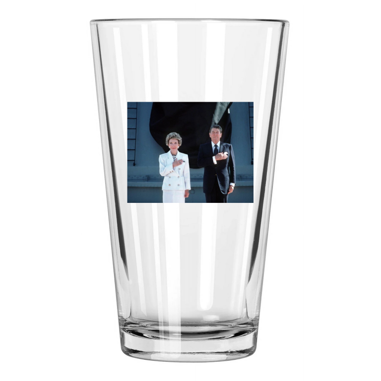 1986 40Th Us President Ronald And Nancy Reagan Photo Pint Beer Drinking Glass