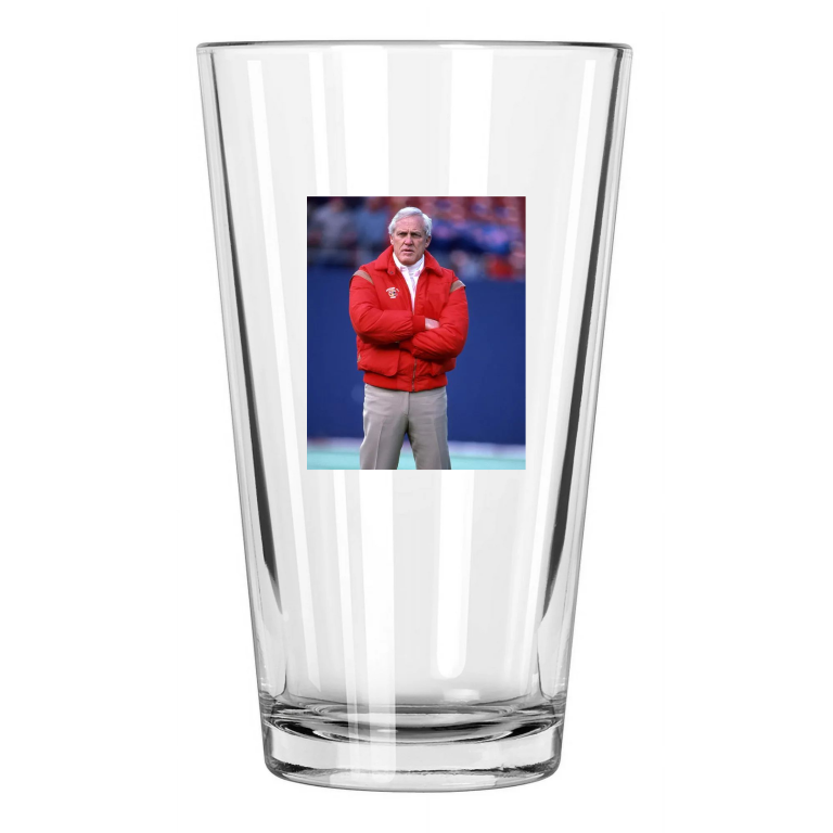 1986 San Francisco 49Ers Bill Walsh Photo Football Pint Beer Drinking Glass
