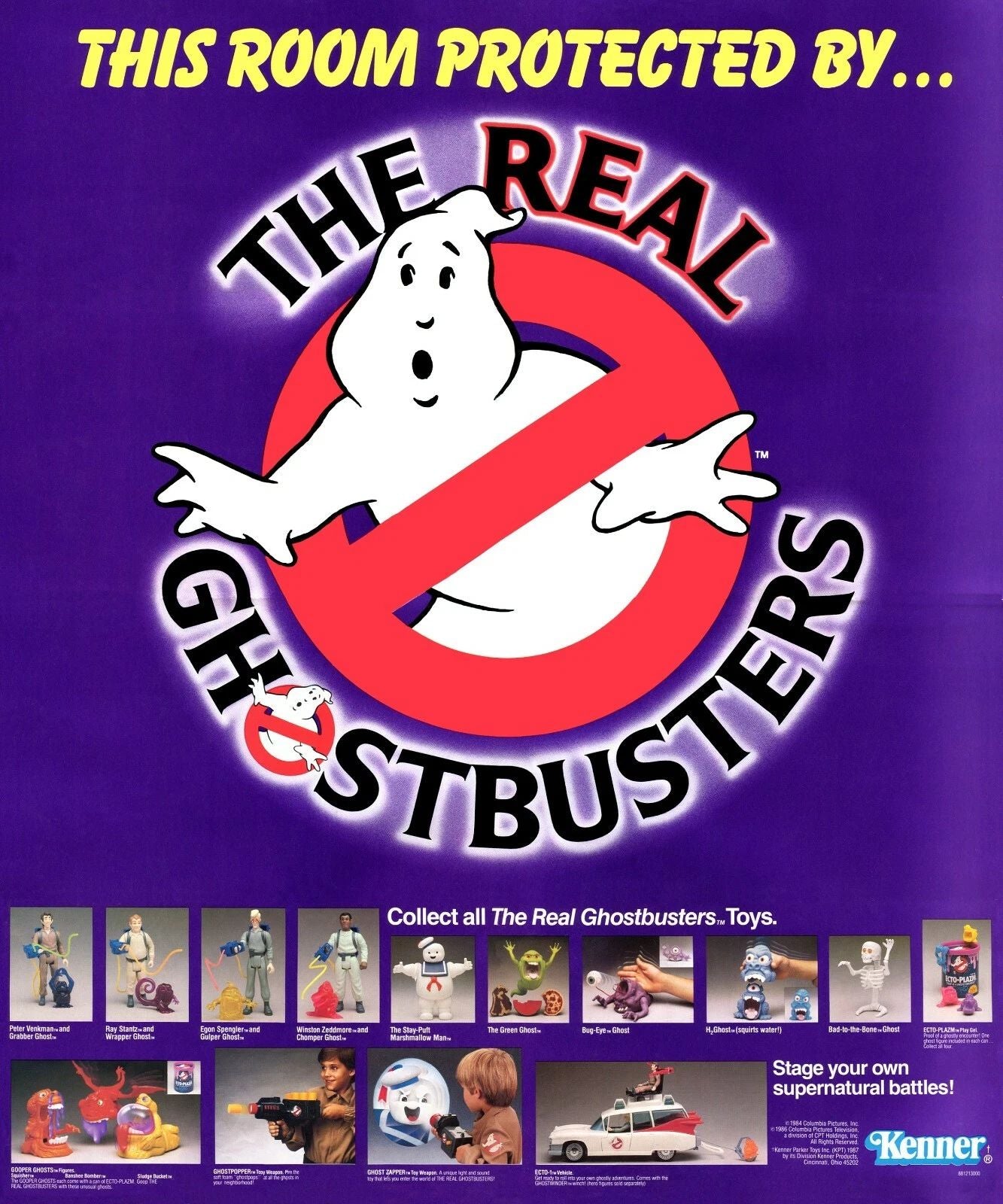 1986 The Real Ghostbusters Cartoon Toys Poster Print Venkman Spengler Stantz