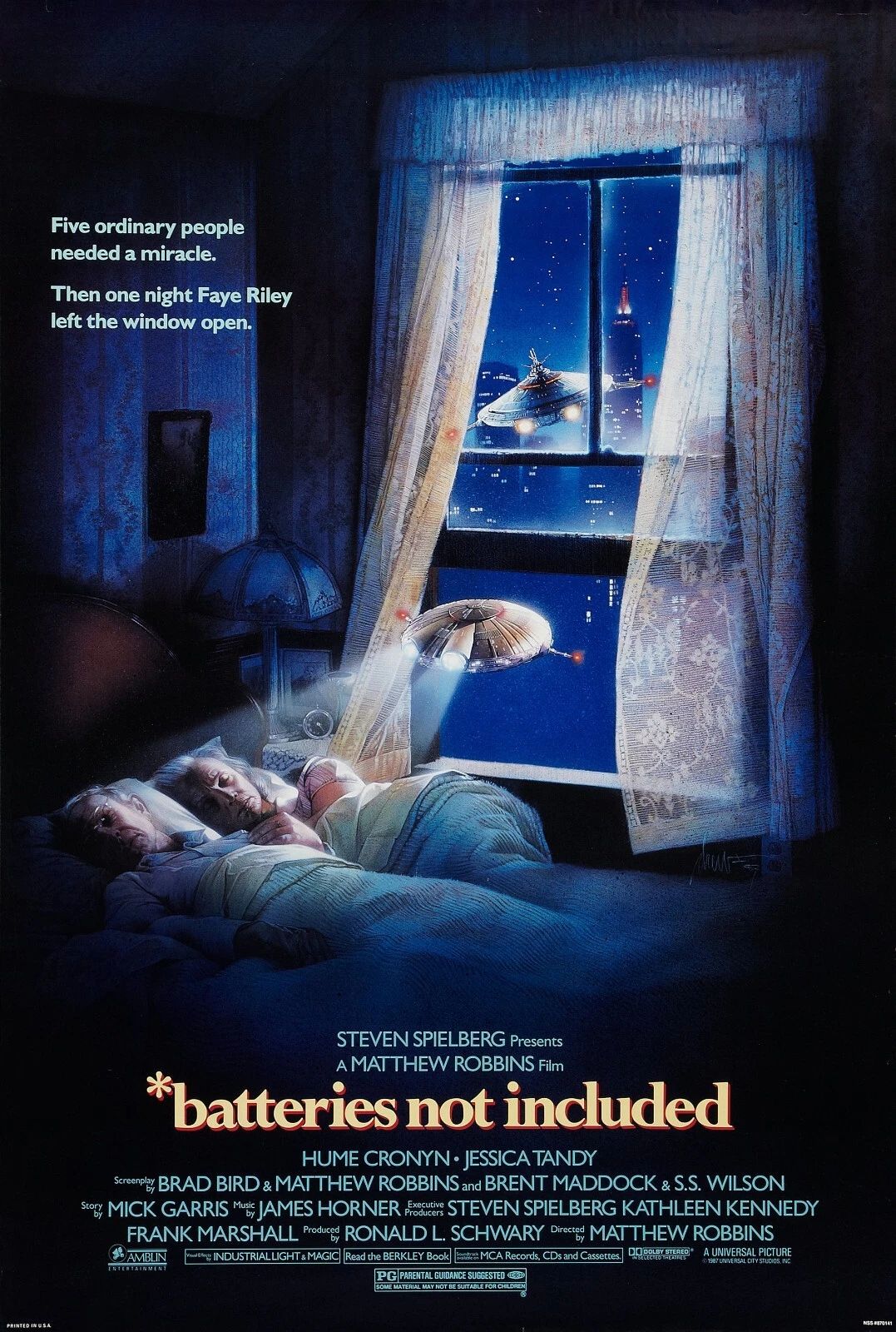 1987 Batteries Not Included Movie Poster Hume Cronyn Jessica Tandy