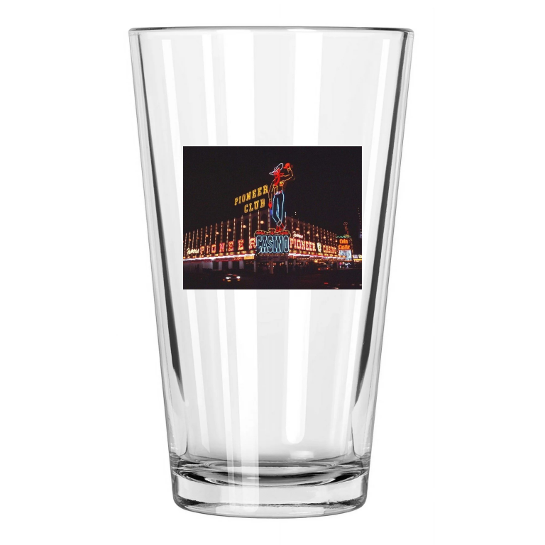 1987 Las Vegas Pioneer Club Photo Casino Downtown Pint Beer Drinking Glass