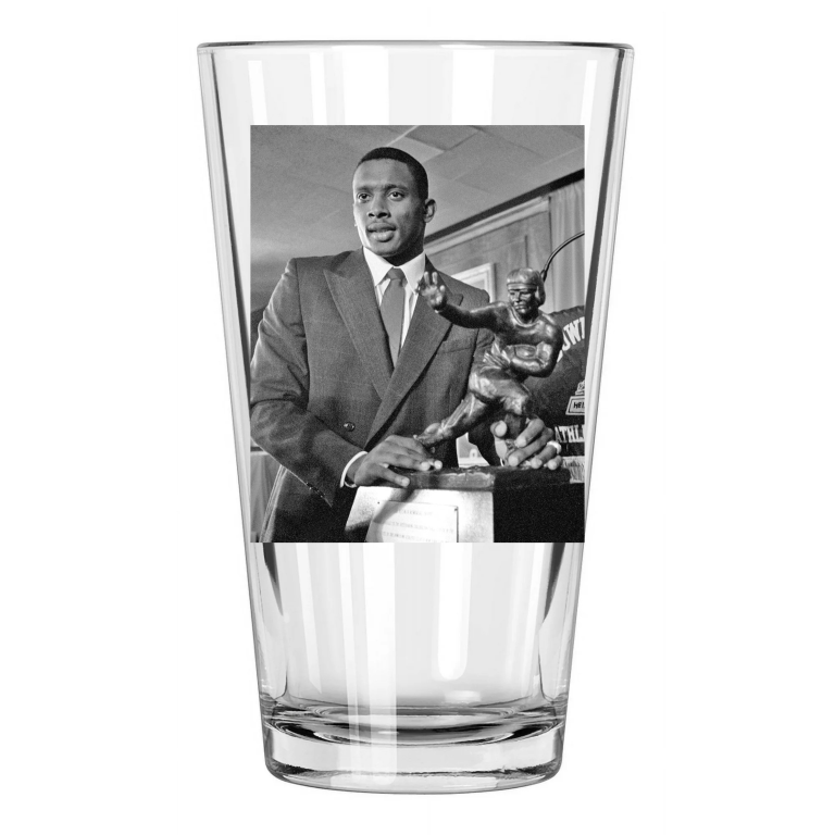 1987 Notre Dame Tim Brown Photo Heisman Trophy Pint Beer Drinking Glass