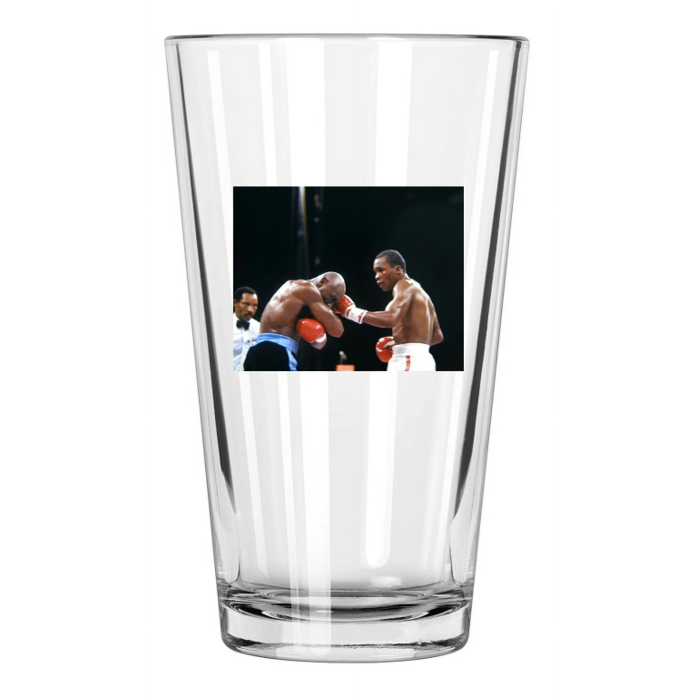 1987 Sugar Ray Leonard Vs Marvelous Marvin Hagler Photo Pint Beer Drinking Glass