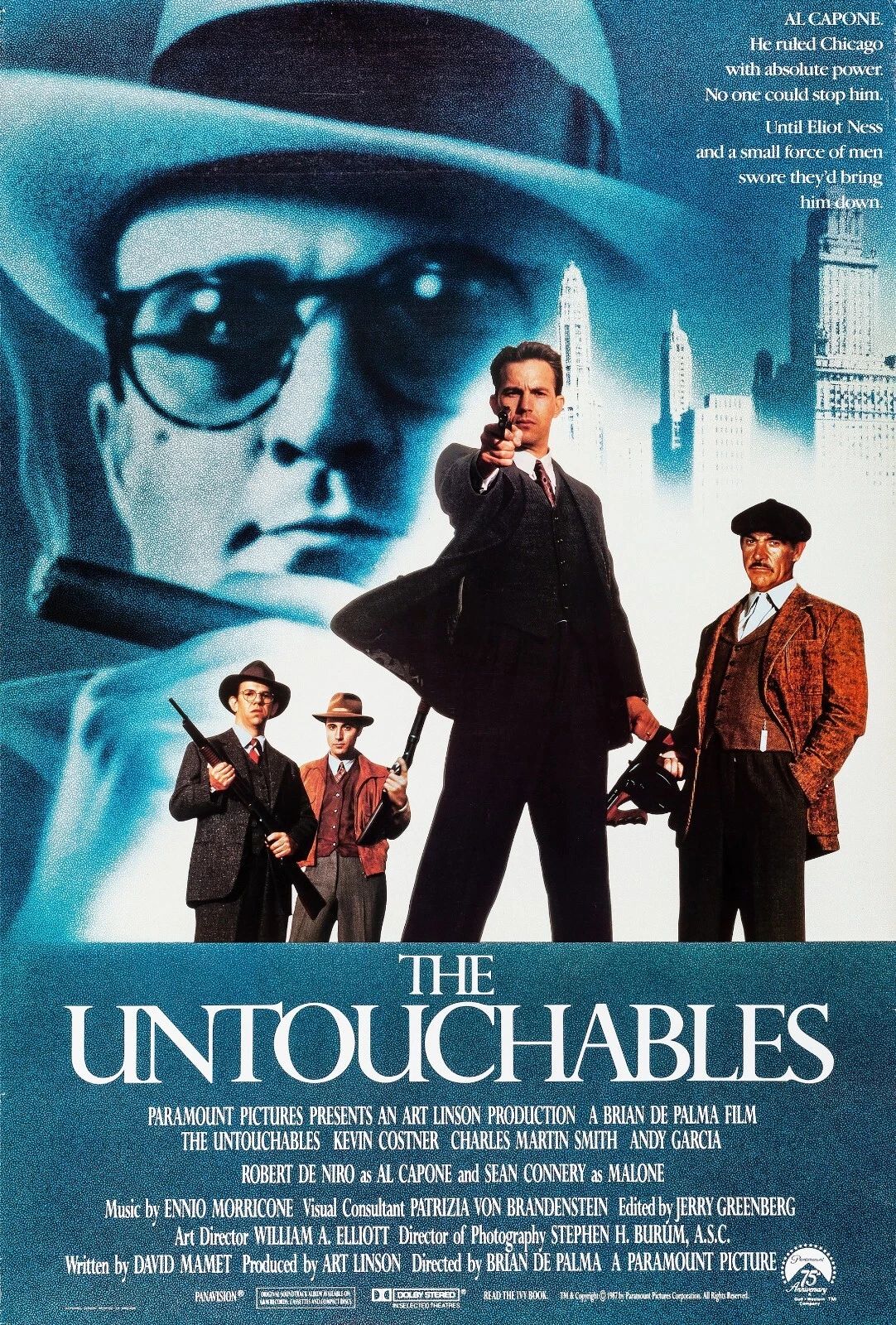 1987 The Untouchables Movie Poster Al Capone Sean Connery Kevin Costner