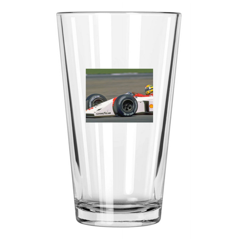 1988 F1 Racecar Driver Ayrton Senna Formula One 1 2 Pint Beer Drinking Glass