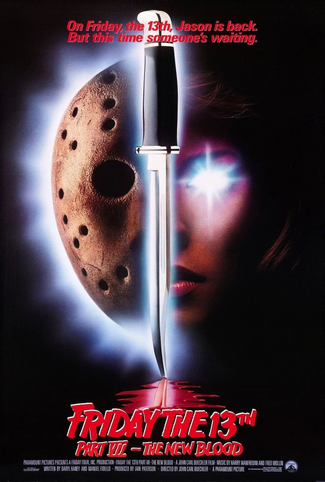 1988 Friday The 13Th Part 7 New Blood Movie Poster Crystal Lake Jason