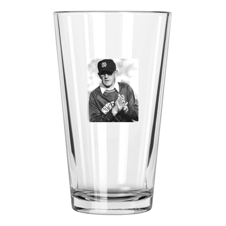 1988 Notre Dame Fighting Irish Lou Holtz Photo College Pint Beer Drinking Glass