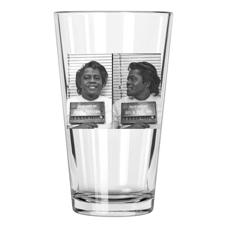 1988 Singer James Brown Mugshot Photo South Carolina Pint Beer Drinking Glass