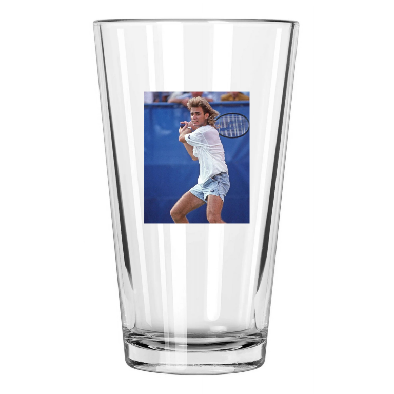 1988 Tennis Pro Andre Agassi Photo Pint Beer Drinking Glass