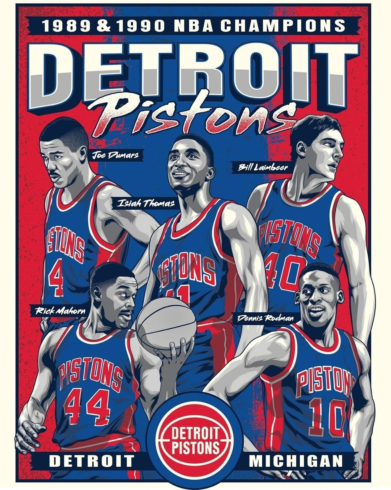1989 & 1990 Detroit Pistons Team Basketball Nba Champs 300 Piece Jigsaw Puzzle