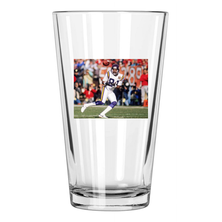 1989 Minnesota Vikings Anthony Carter Photo Football Pint Beer Drinking Glass