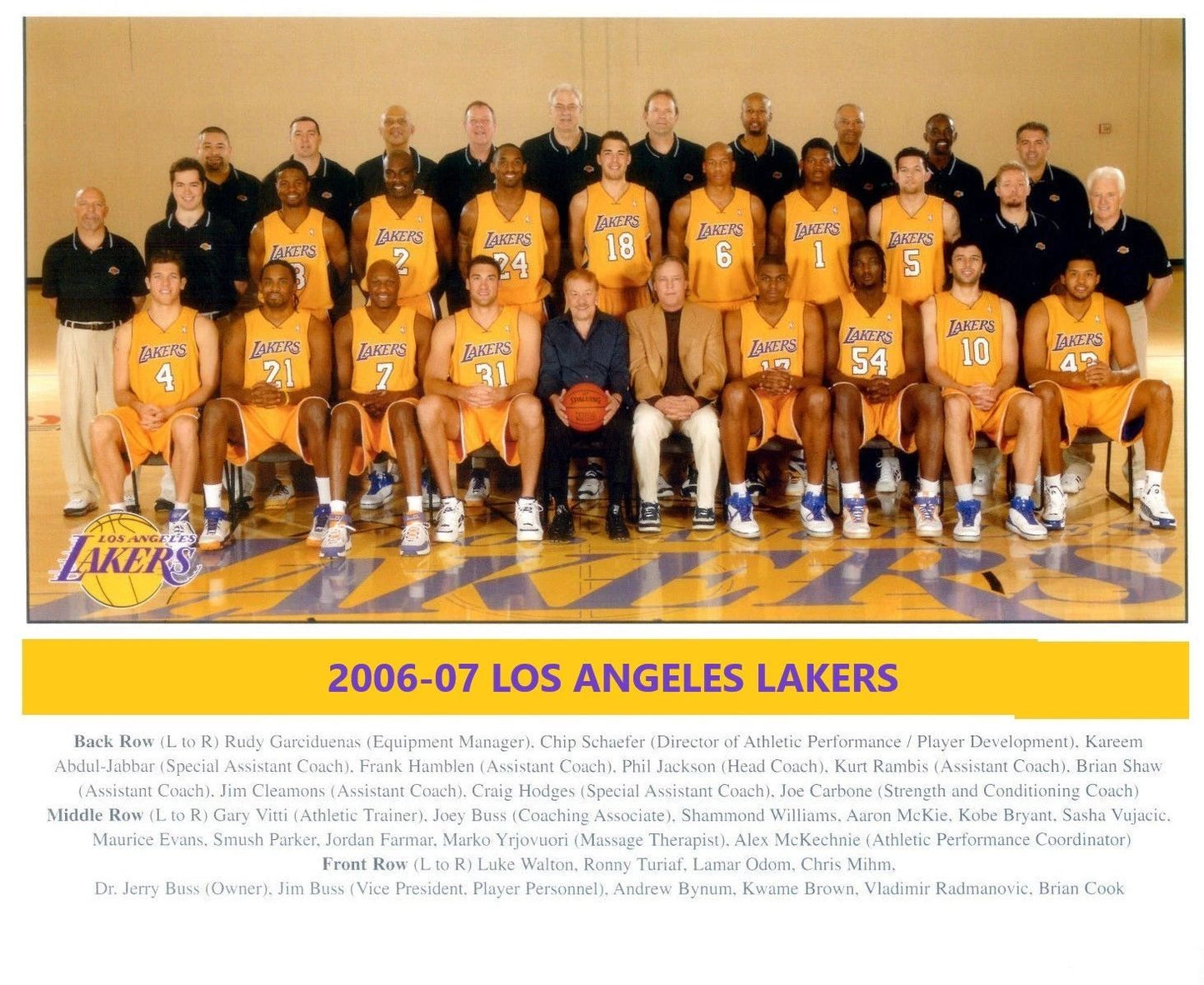 07 Los Angeles Lakers Team Photo Basketball Picture Nba La