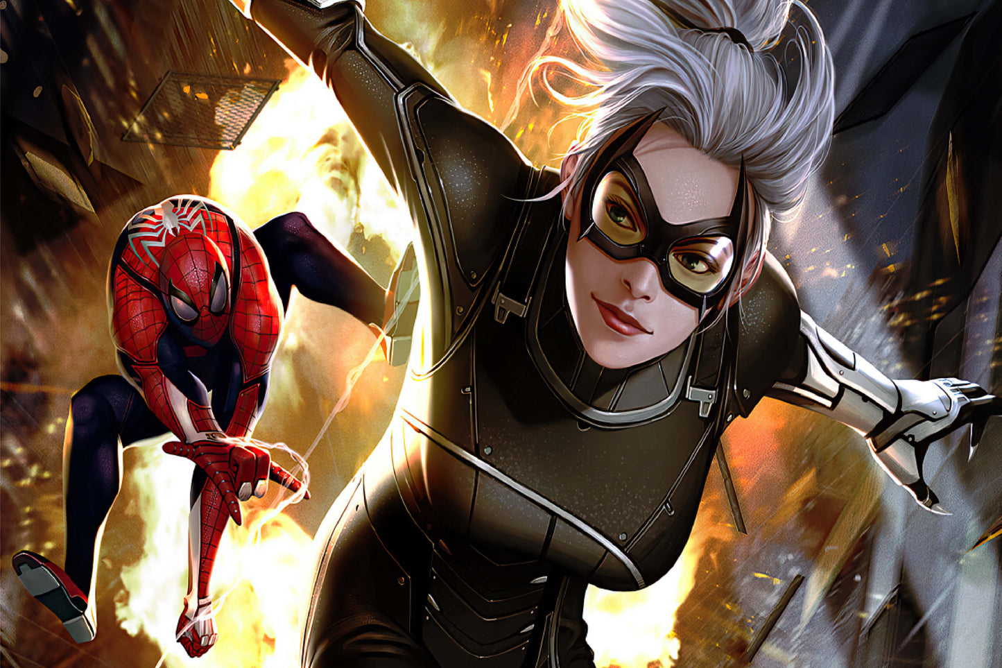 Black Cat Spider Man Marvel Comic Book Poster Print Wall Art
