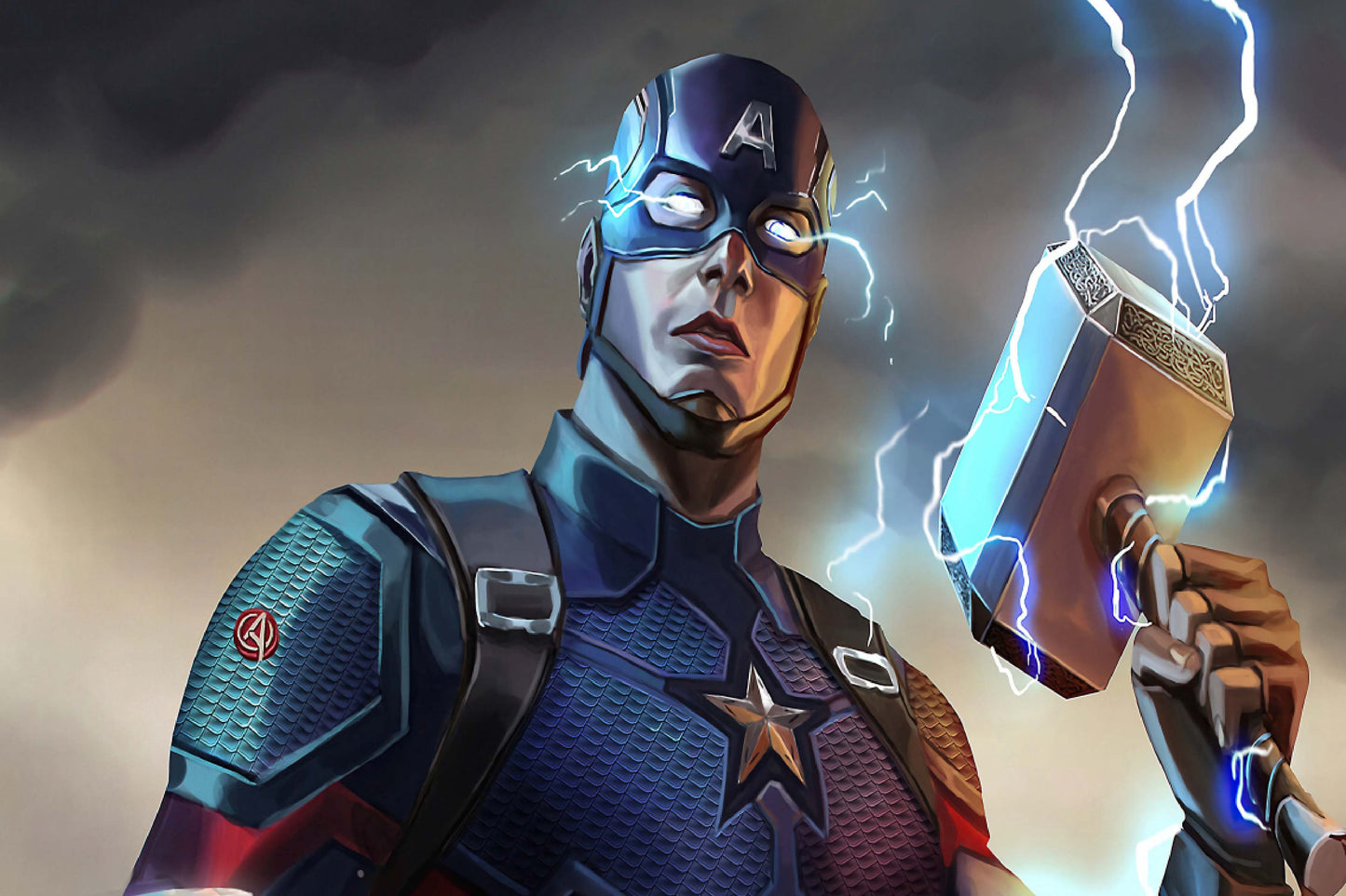 Captain America Hammer Mjolnir Lightning Comic Book Poster Print Wall Art