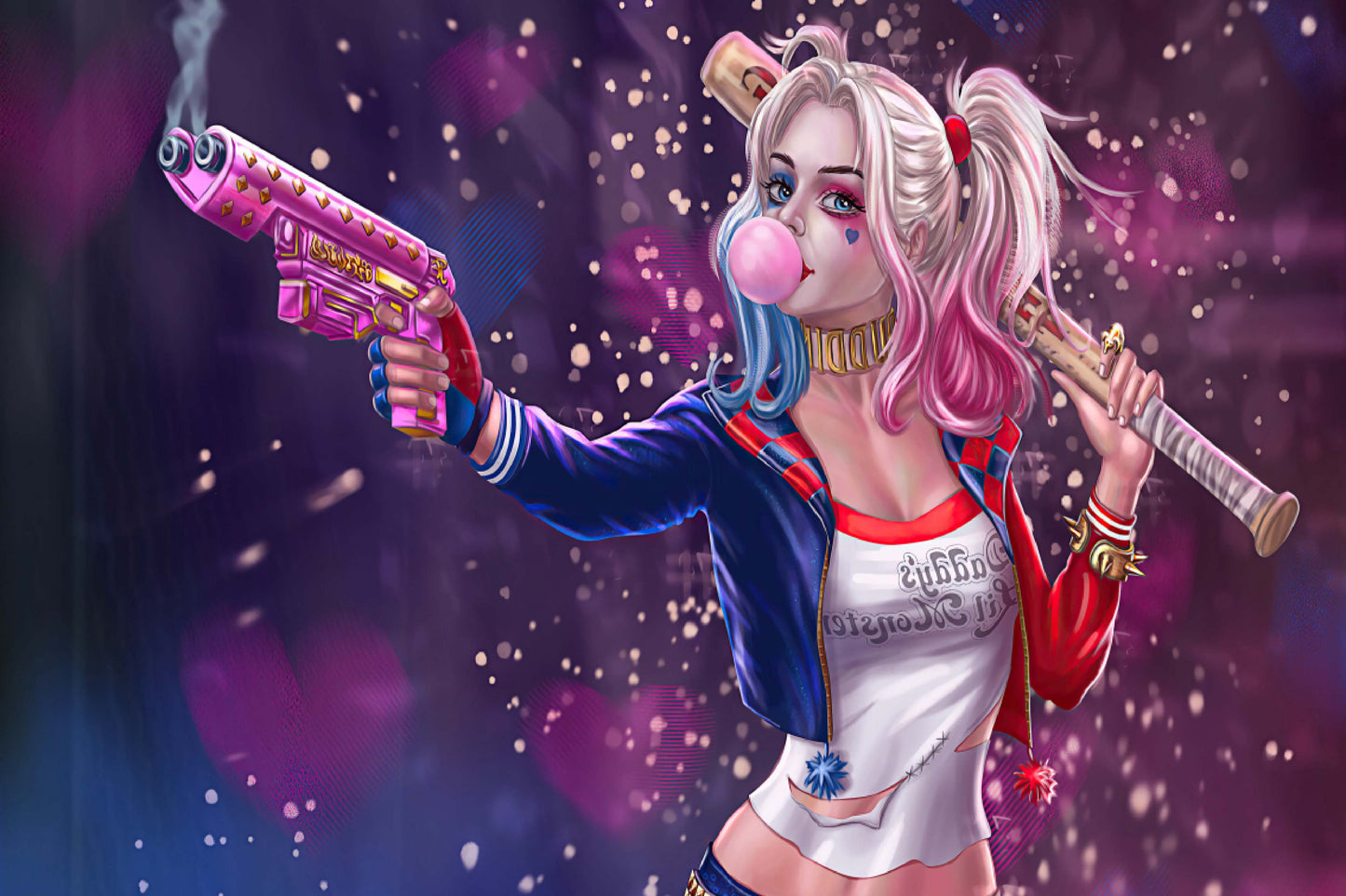 Harley Quinn Gun Baseball Comic Book Poster Print Wall Art
