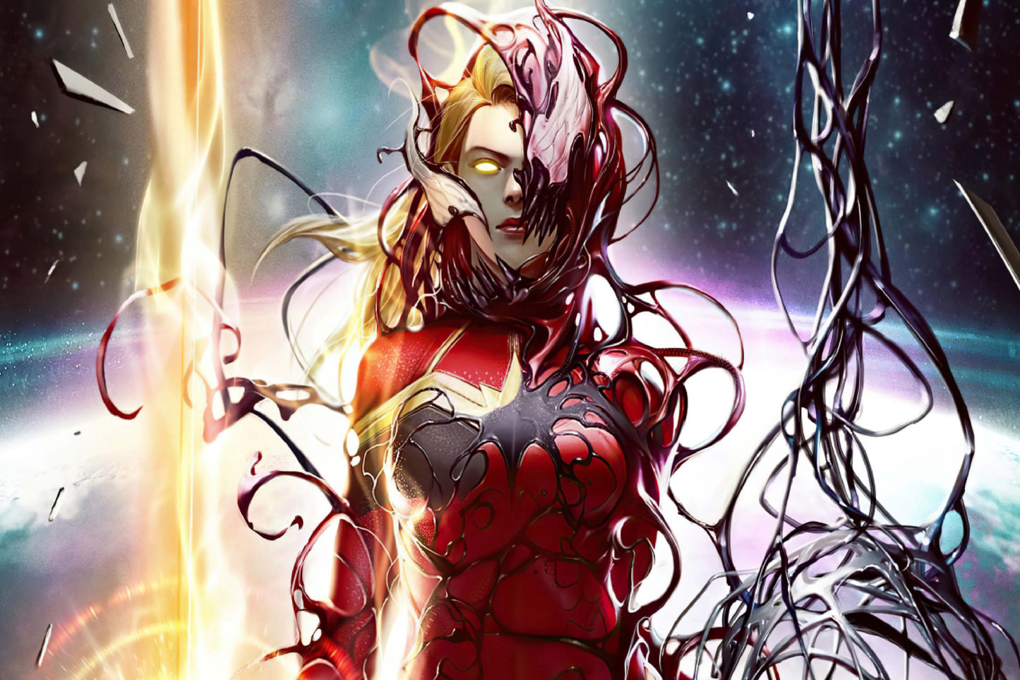 Captain Marvel Carnage Symbiote Comic Book Poster Print Wall Art