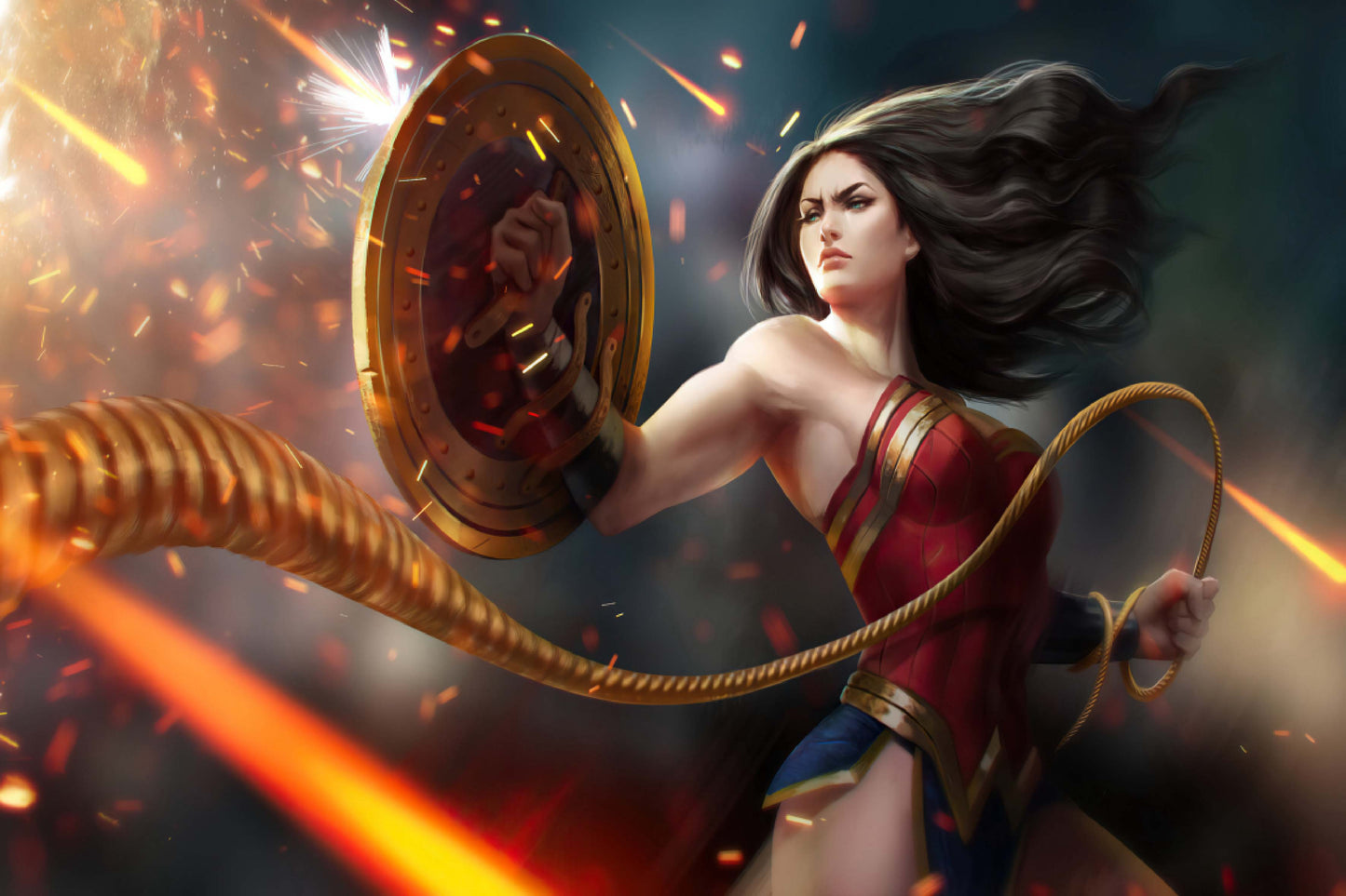 Wonder Woman Lasso Of Truth Shield Comic Book Poster Print Wall Art