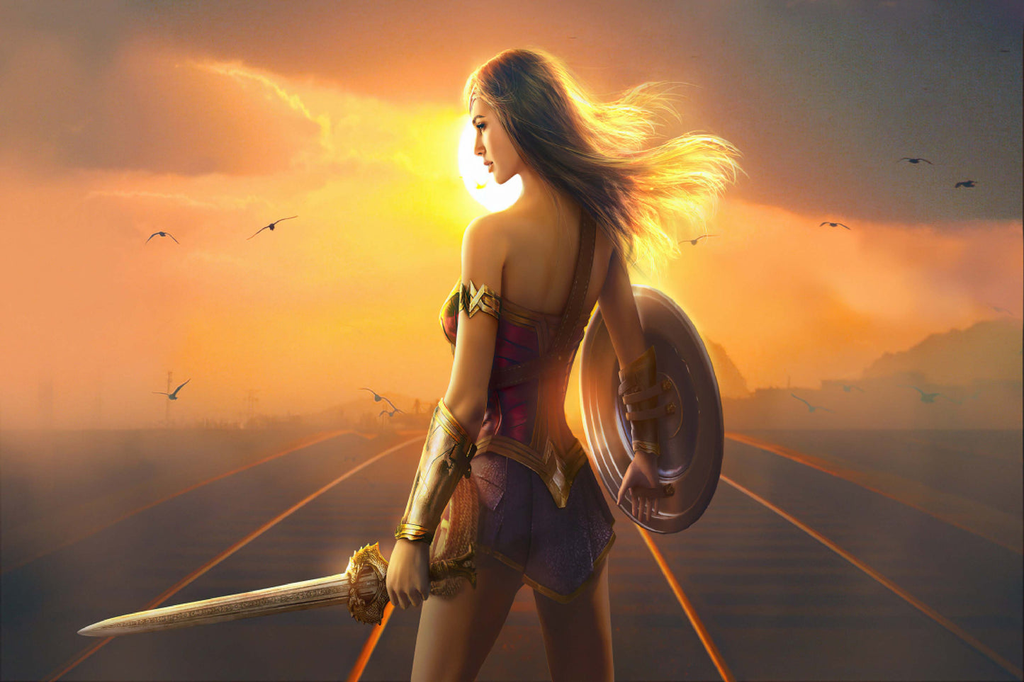 Wonder Woman Sword Shield Dc Superhero Comic Book Poster Print Wall Art