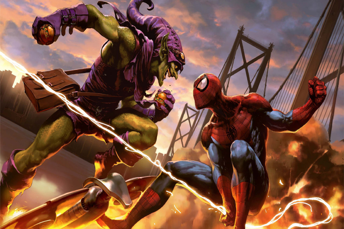 Spider Man Vs Green Goblin Fight Marvel Comic Book Poster Print Wall Art
