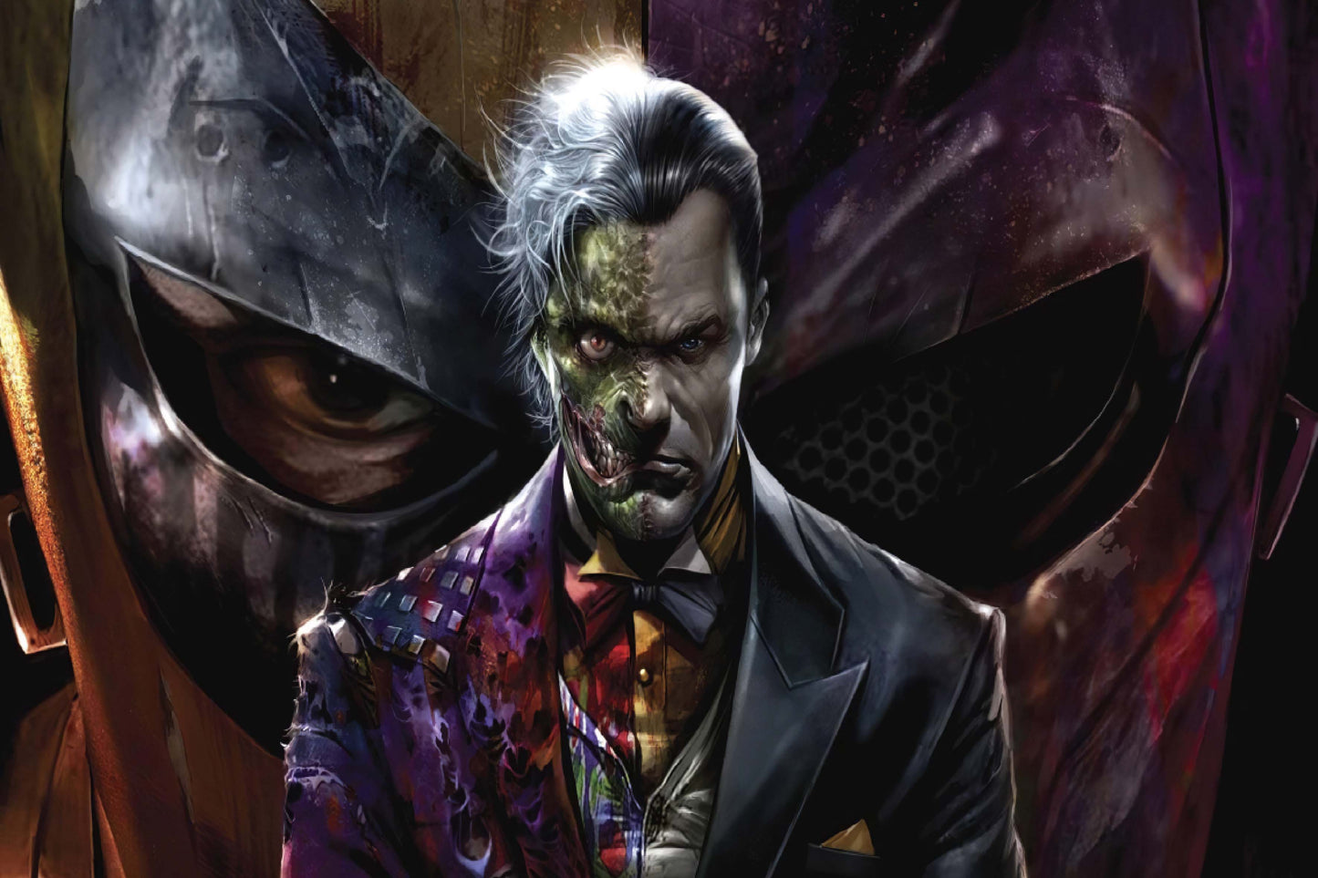 Two Face Deathstroke Dc Supervillains Comic Book Poster Print Wall Art