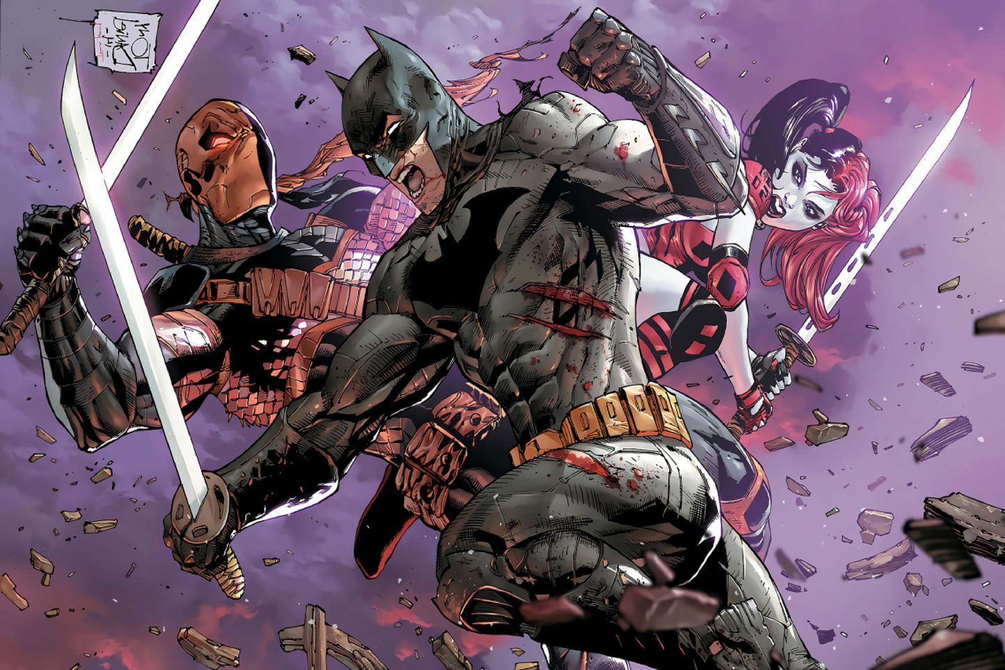 Batman Vs. Deathstroke Harley Quinn Dc Comic Book Poster Print Wall Art