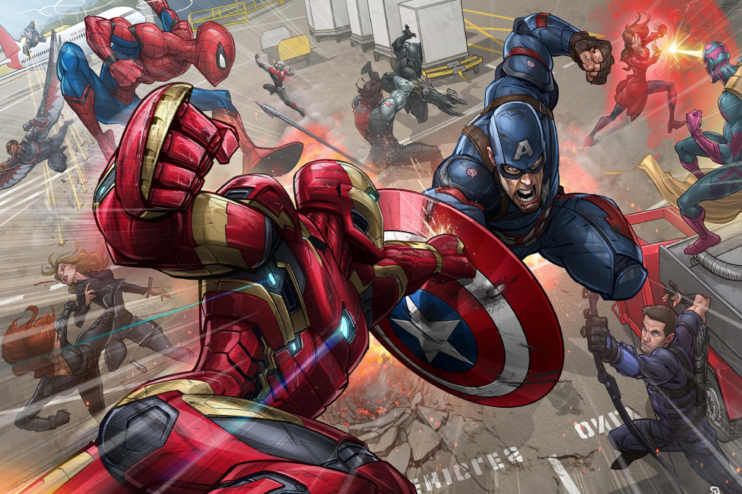 Iron Man Captain America Fight Marvel Comics Comic Book Poster Print Wall Art