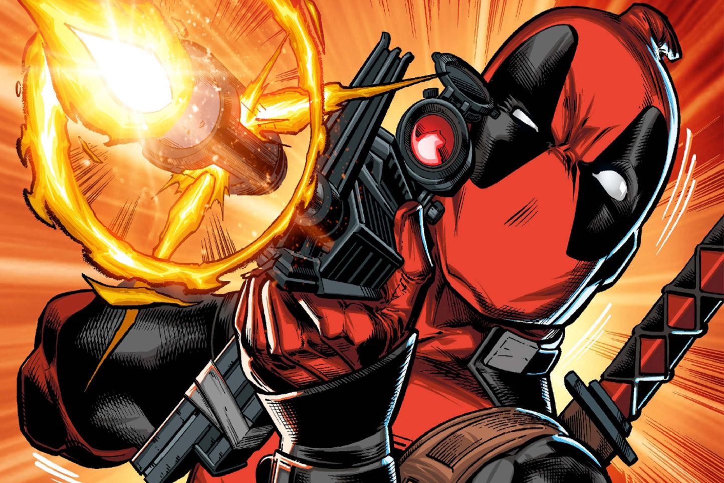 Deadpool Shooting Gun Marvel Comics Comic Book Poster Print Wall Art