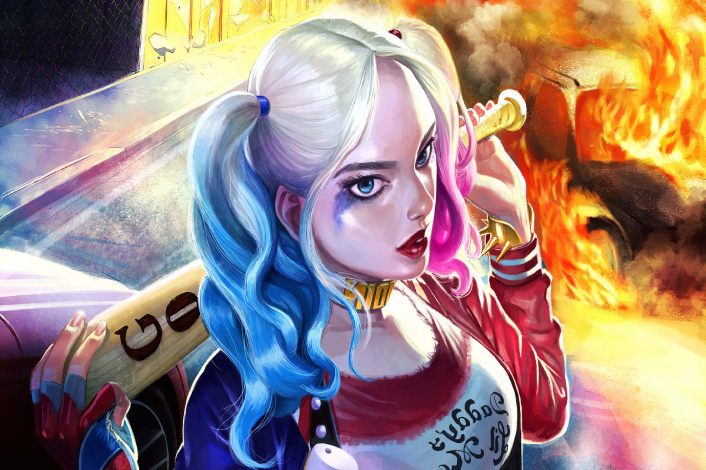 Harley Quinn Baseball Bat Comic Book Poster Print Wall Art