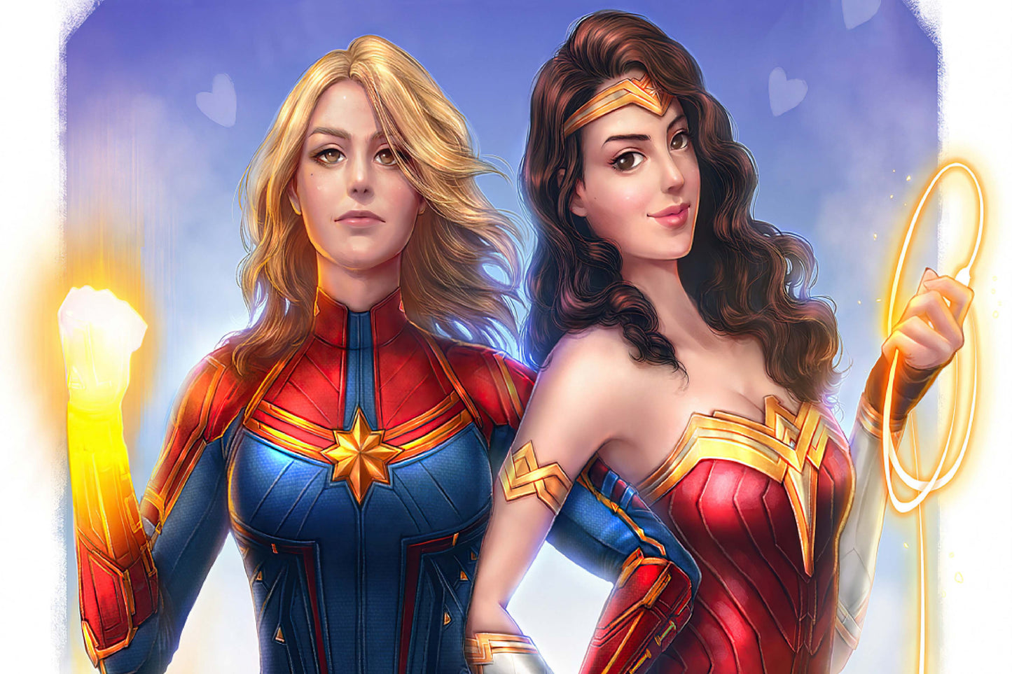Captain Marvel Wonder Woman Comic Book Poster Print Wall Art