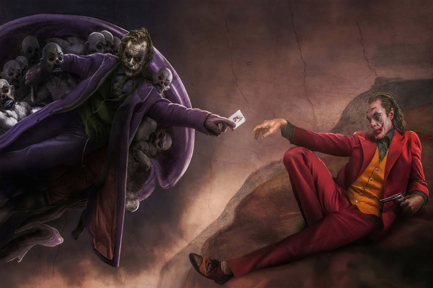 Joker Joaquin Phoenix Heath Ledger Comic Book Poster Print Wall Art