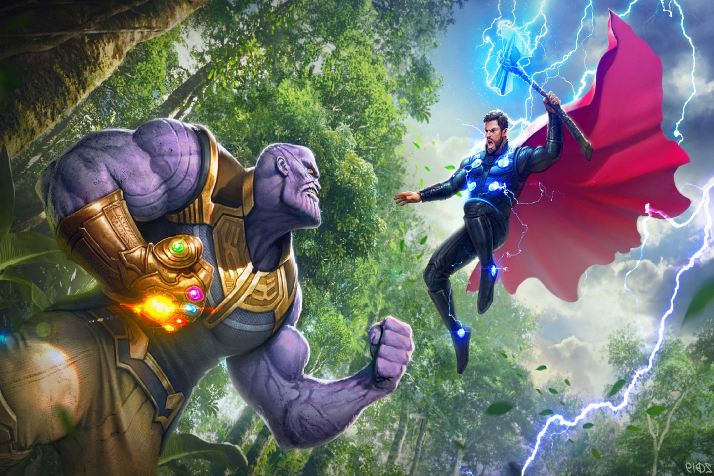 Thor Vs Thanos Avengers Comic Book Poster Print Wall Art