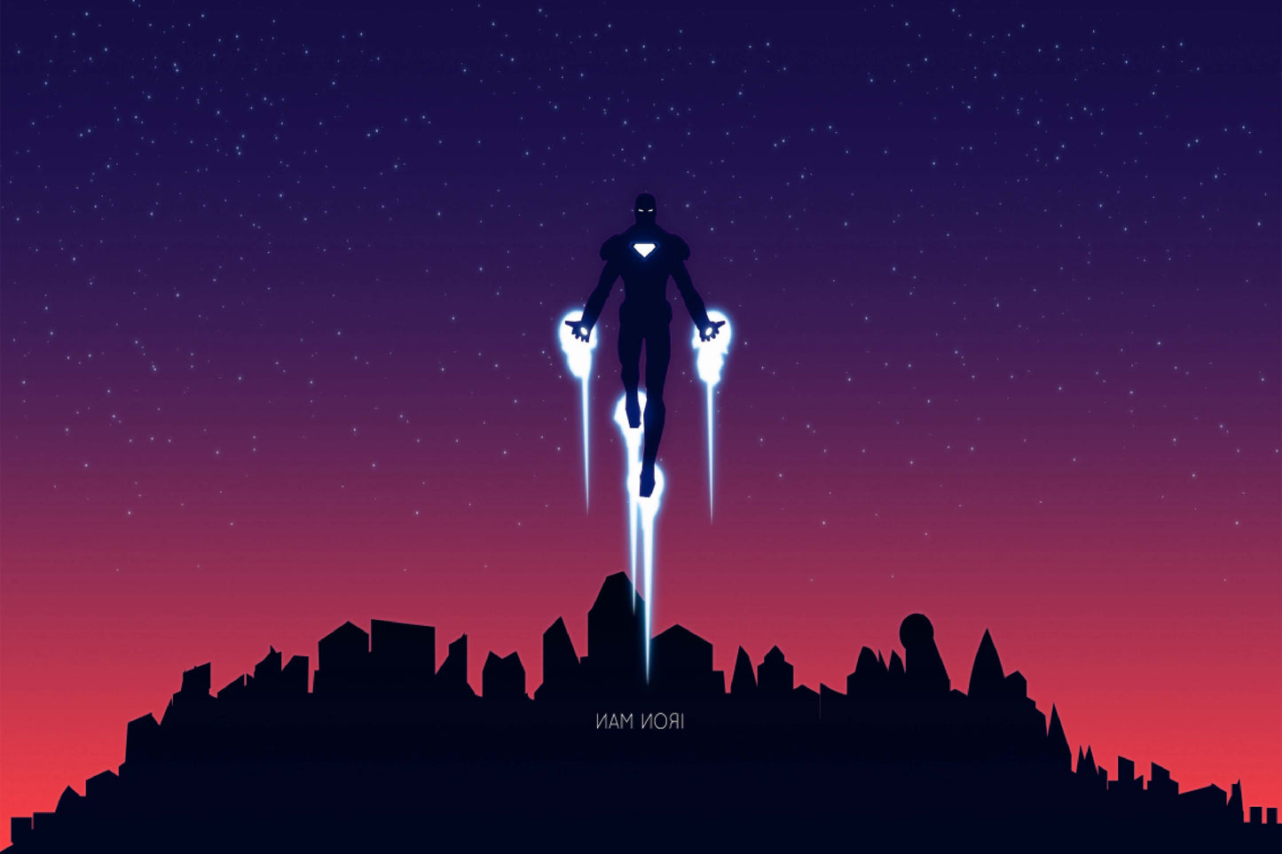 Iron Man Flying Minimalist Marvel Comic Book Poster Print Wall Art