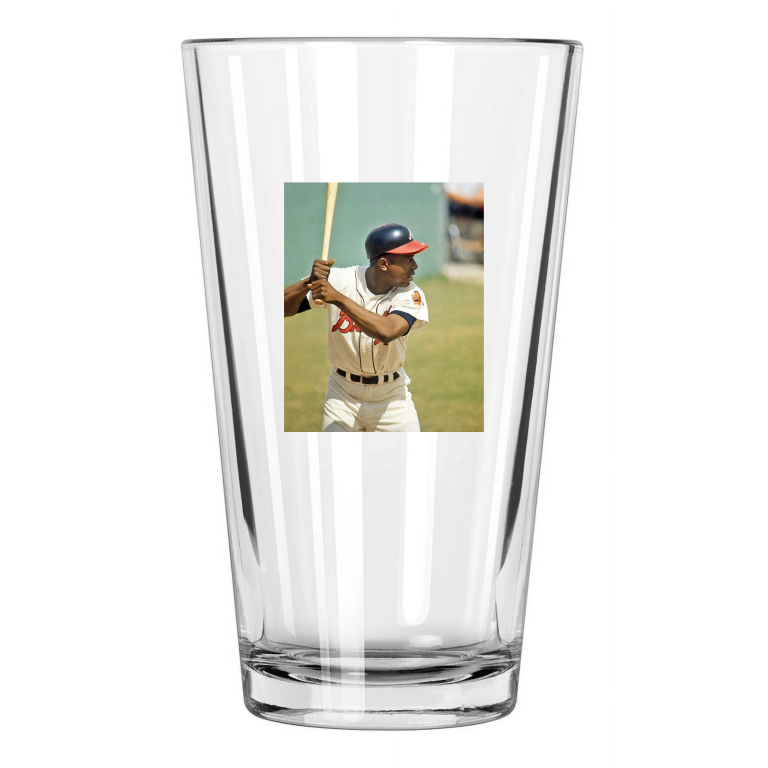 Atlanta Braves Henry 'Hank' Aaron Photo Hof 82 Pint Beer Drinking Glass