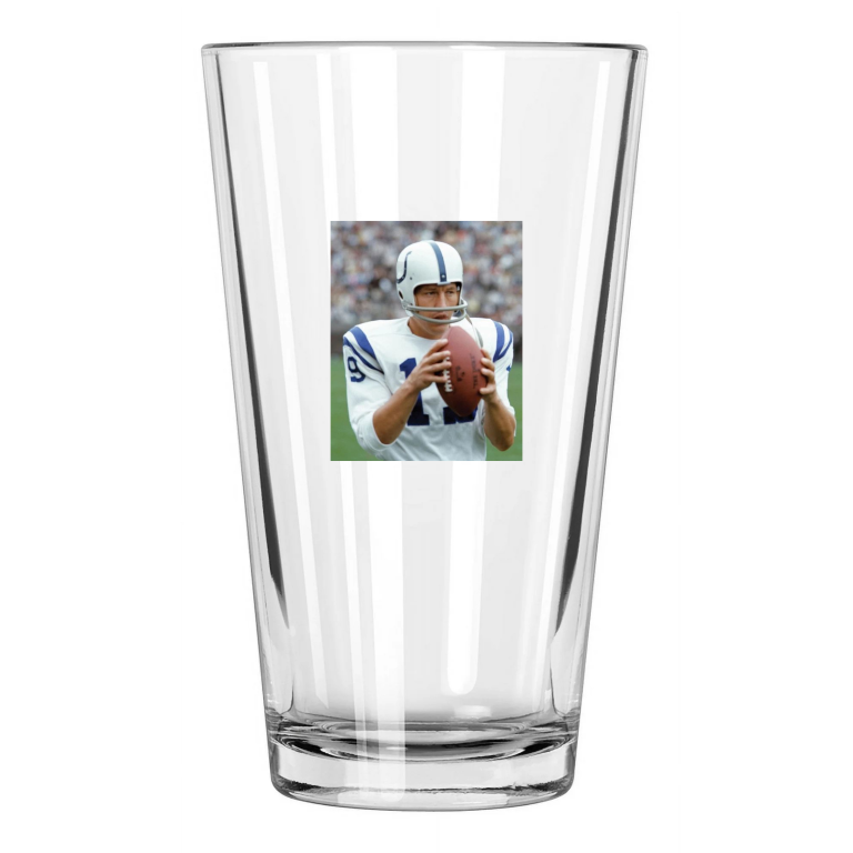 Baltimore Colts Johnny Unitas Photo Nfl Football Hof 79 Pint Beer Drinking Glass
