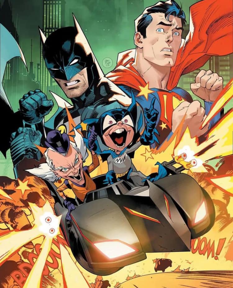 Comic Superheroes Batman Superman Action Scene Print Poster