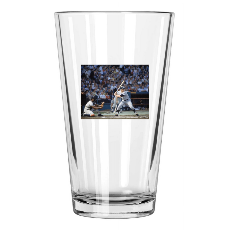 New York Yankees Mickey Mantle Photo Baseball Hof 74 1 Pint Beer Drinking Glass