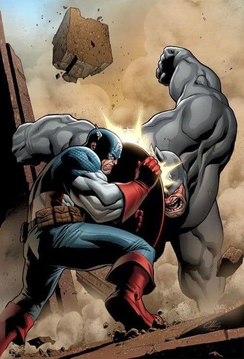 Superhero Battle Captain America Vs Bullseye Print Poster