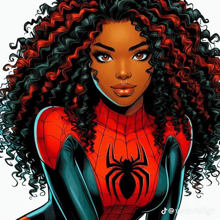 Superhero Portrait Black Girl Spider Costume Print Poster