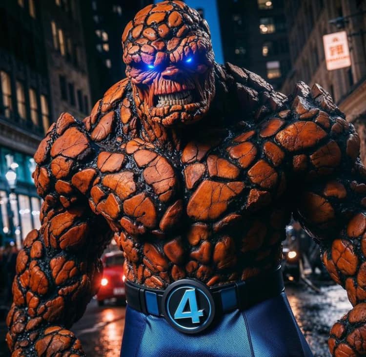 Thing Fantastic Four Character Night Cityscape Print Poster