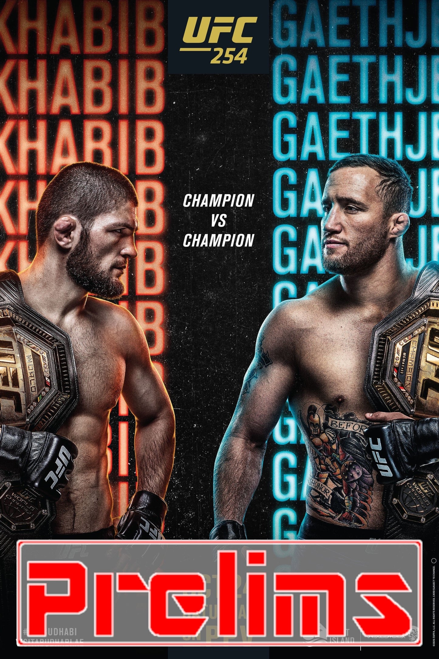 UFC 254 Khabib Vs. Gaethje Prelims Poster Print