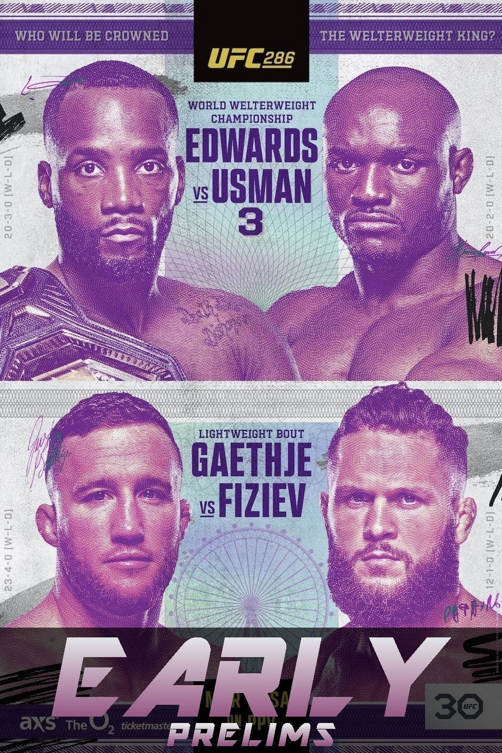 UFC 286 Early Prelims Edwards Vs. Usman 3 Poster Print