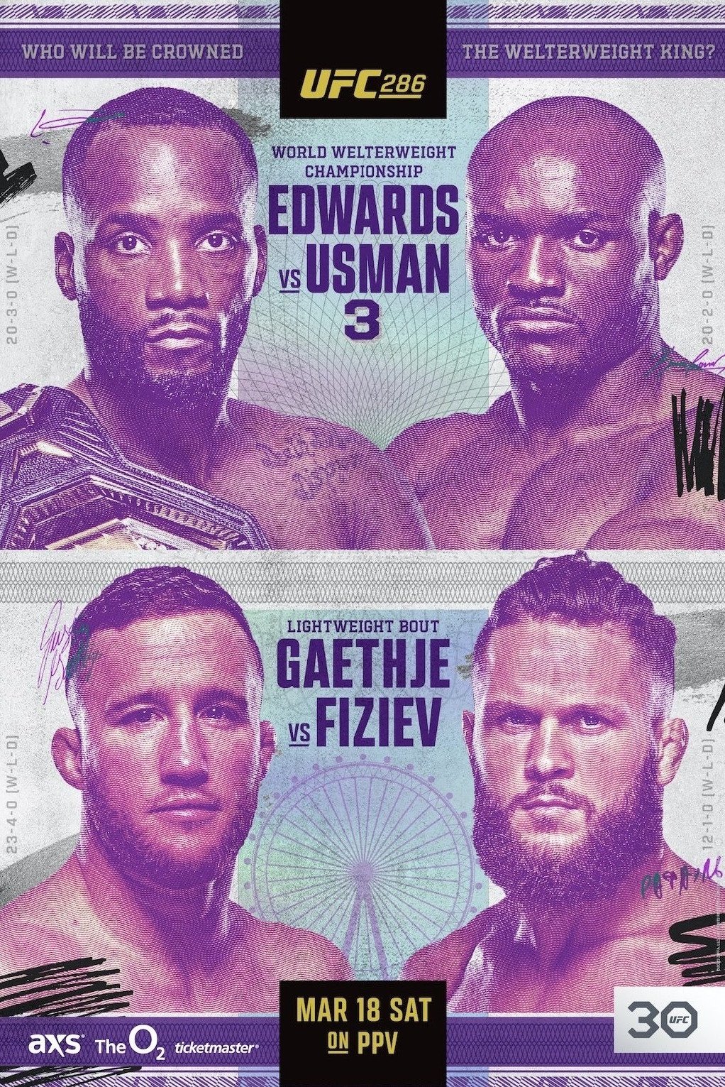 UFC 286 Edwards Vs. Usman 3 Poster Print