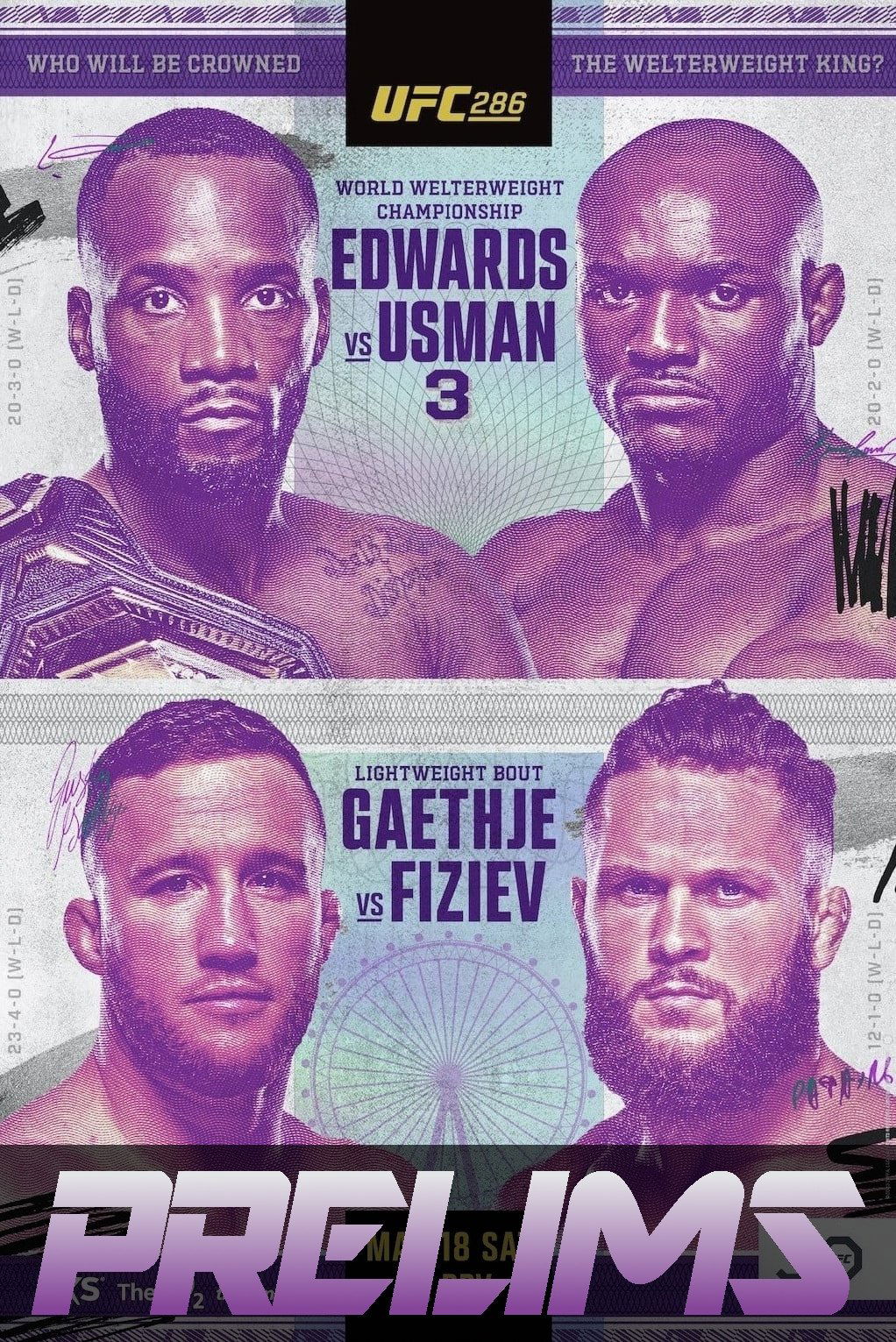 UFC 286 Prelims Edwards Vs. Usman 3 Poster Print